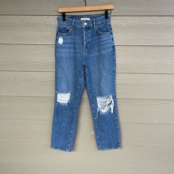 PacSun Denim - PacSun high rise medium wash distressed straight leg jeans button fly